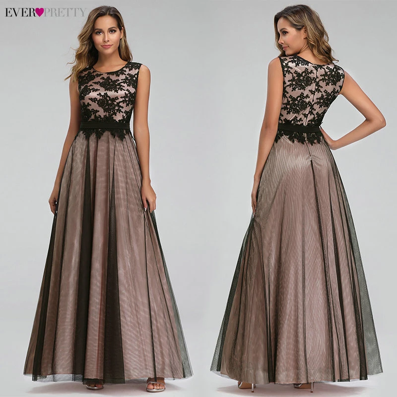 Vestido de Festa Longo Ever Pretty real photo, длинные платья для выпускного вечера с кружевной аппликацией,, дешевые вечерние платья, элегантные трапециевидные праздничные платья Jurken