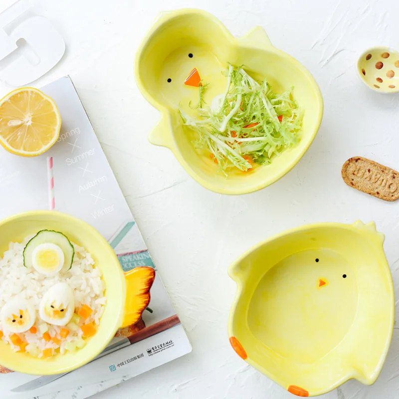 Детские Керамические Столовые приборы с мультипликационным рисунком курица