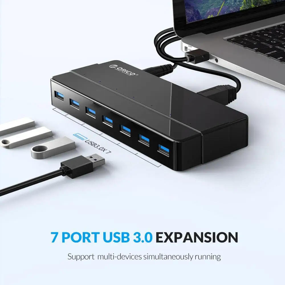 Концентратор ORICO USB 3 0 с 4 портами и адаптером питания 12 В разделитель данных для