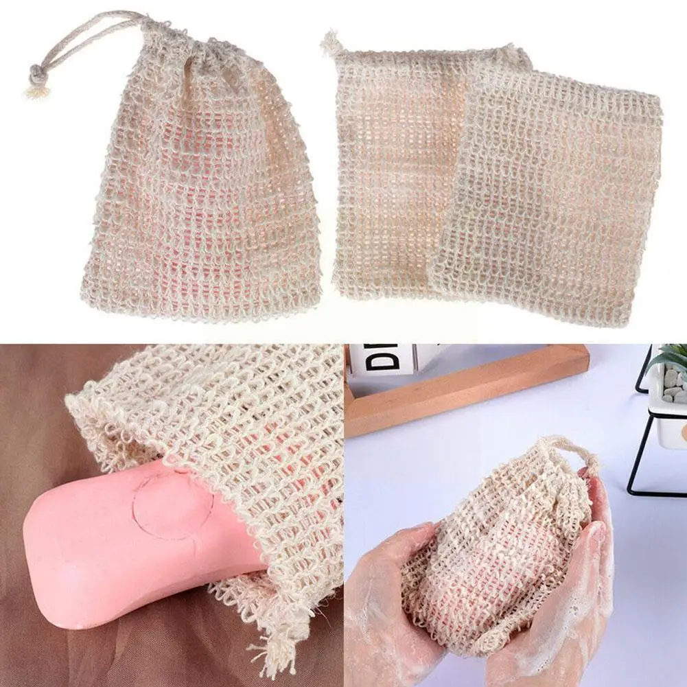 

Sisal Hemp Soap Bag Blister Ramie Mesh Soap Storage Maker Foaming Easy Net Double-layer Soap Holder Bubble Bags Foam Bags W4q4