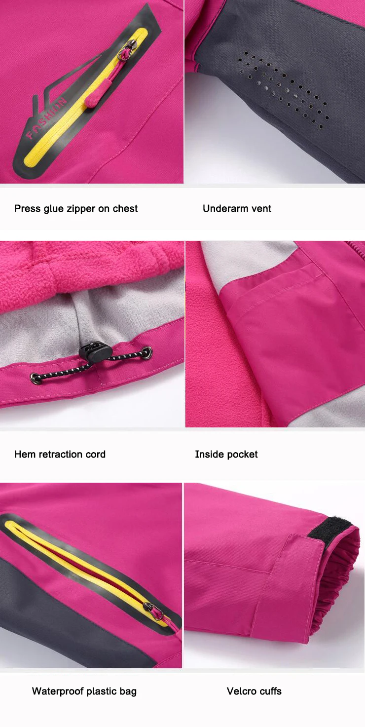 

Men Women Windbreaker Water Resistant Hardshell Double Layer Thick Warm Removable Inner Waterproof Jacket Camping Technical Jack