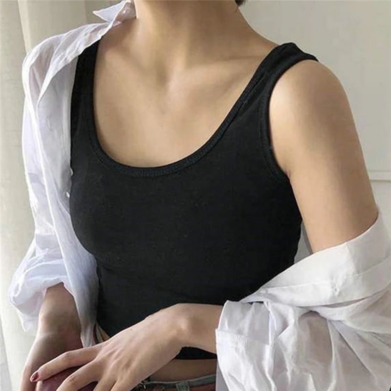 

Summer Ladies Tank Top Sexy Sleeveless Round Neck Solid Color Fashion Tops Female Casual Vest All Match
