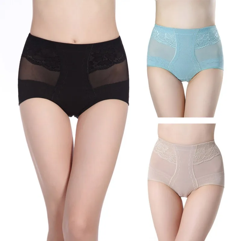 

Woman Shaping Pants Female Newest Sexy Breathable Mid Waist Slimming Belly Lift The Hip Solid Color Lace Decor Control Panties,