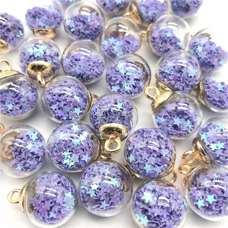 5/10pcs 16mm Colorful Transparent Glass Ball Star Charms Pendant Finding For Jewelry Making Hair Accessories Earring #012 | Украшения и