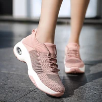 2021 fashion womens air cushion walking sneakers woven thick soled breathable comfortable shoes casual sneakers large size
