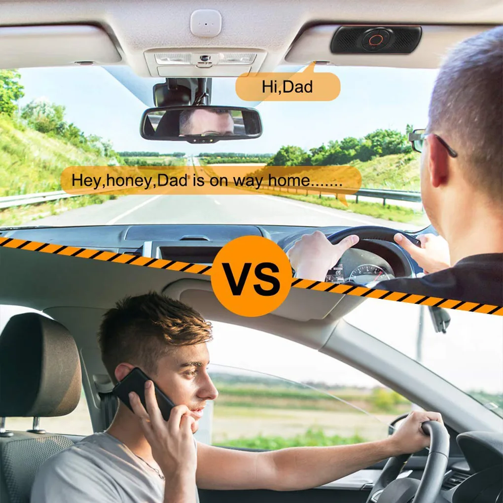 

Sun Visor Type Car Bluetooth Hands-free Talker Bluetooth 4.2 Car Speaker 2 Phones Connection Simultaneous Support TF Card