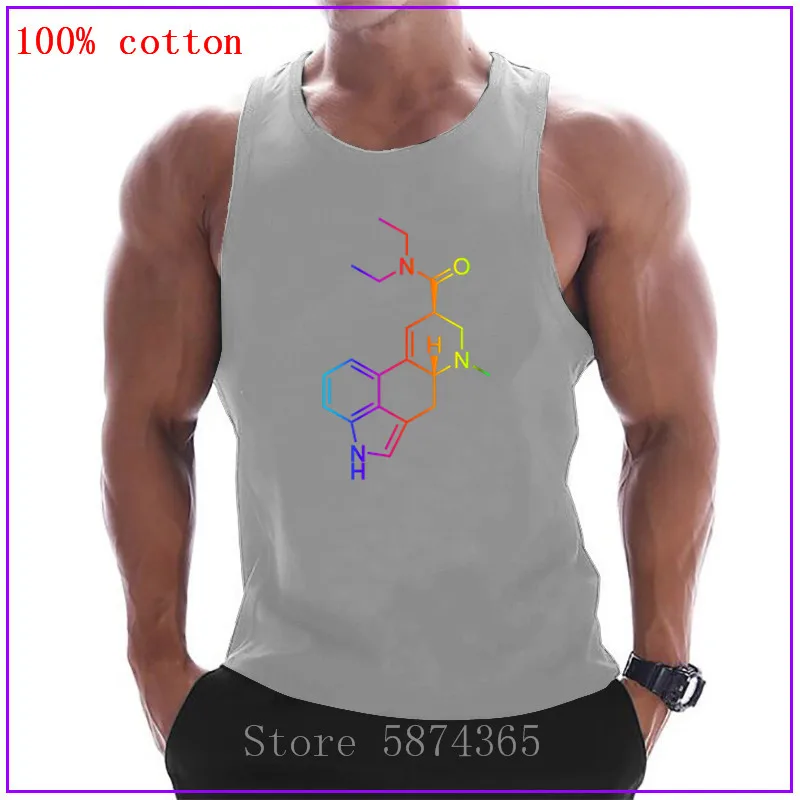 LSD Colored Molecule New fashion cotton sleeveless tank top men Fitness Bodybuilding workout gym vest fitness |