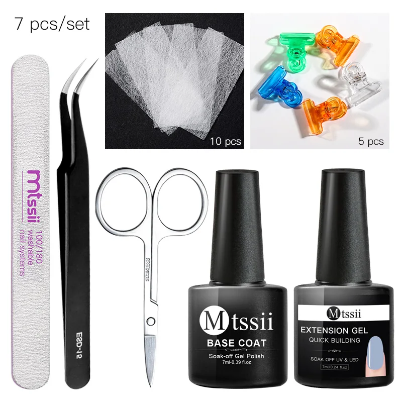 Mtssii Fiberglass Nail Extension Set Fibernails Acrylic Tips Manicure Salon Tool Curvature Clips Silk Wraps Set Kits Nail Art images - 6