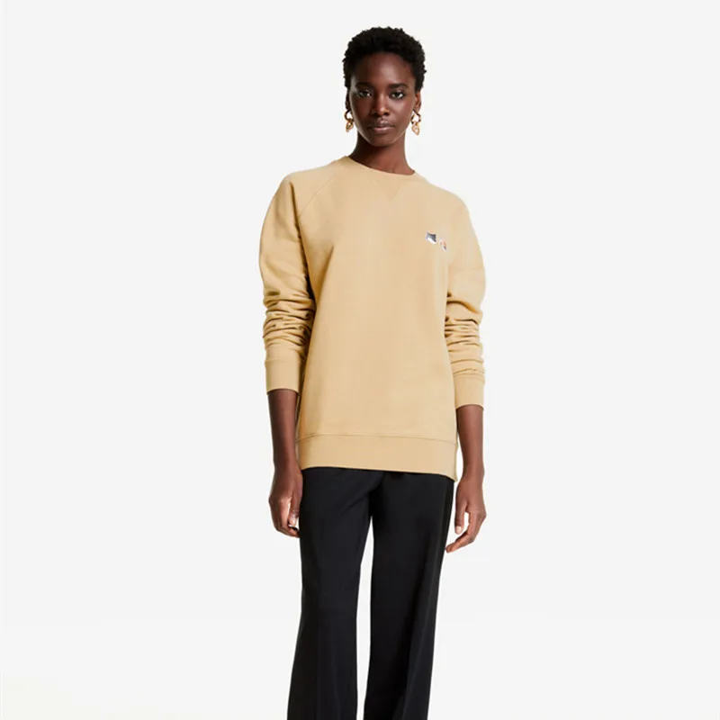 

Autumn Female O-Neck Fashion High Quality Solid Color Embroideral Cotton Pullover Lovers Brand New Casual Loose Sweatshirt ML009