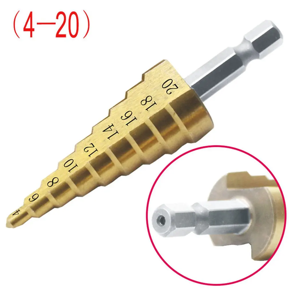 

High Quality 4241 Hexagonal straight groove stepped drill Titanium Plated Spiral Groove Multi-function Drills Drop Shipping Sale