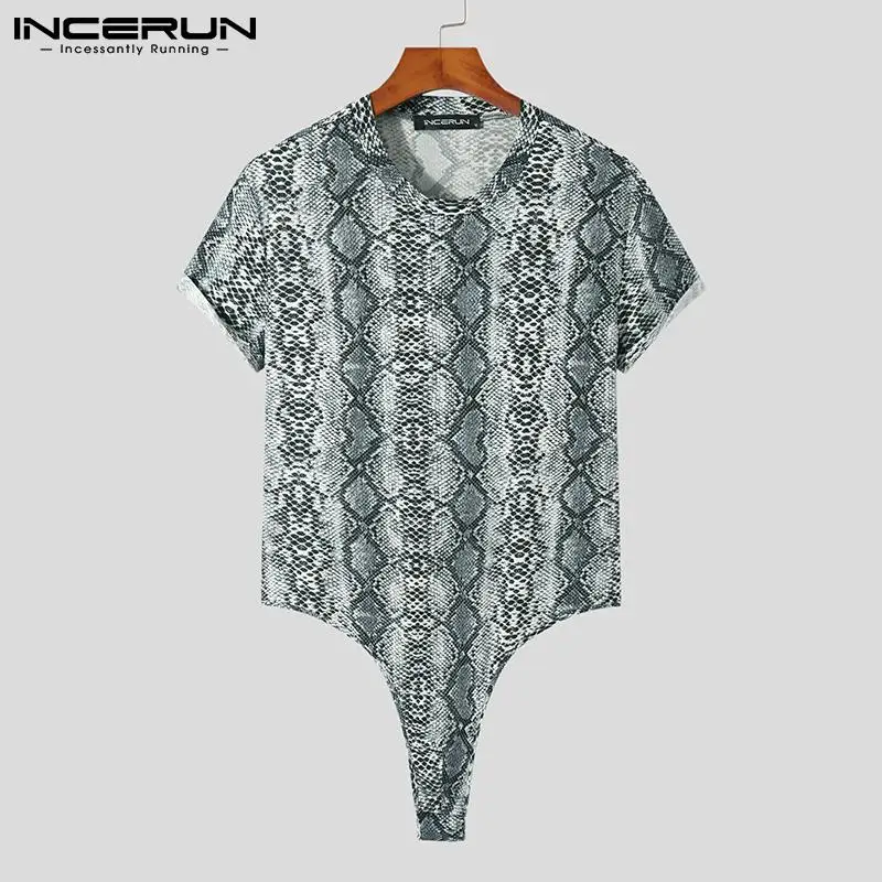 

Comfortable Loungewear Men's Casual Onesies Sexy Fashion Male Leopard Printing Rompers Short Sleeve Bodysuits S-5XL 2023 INCERUN