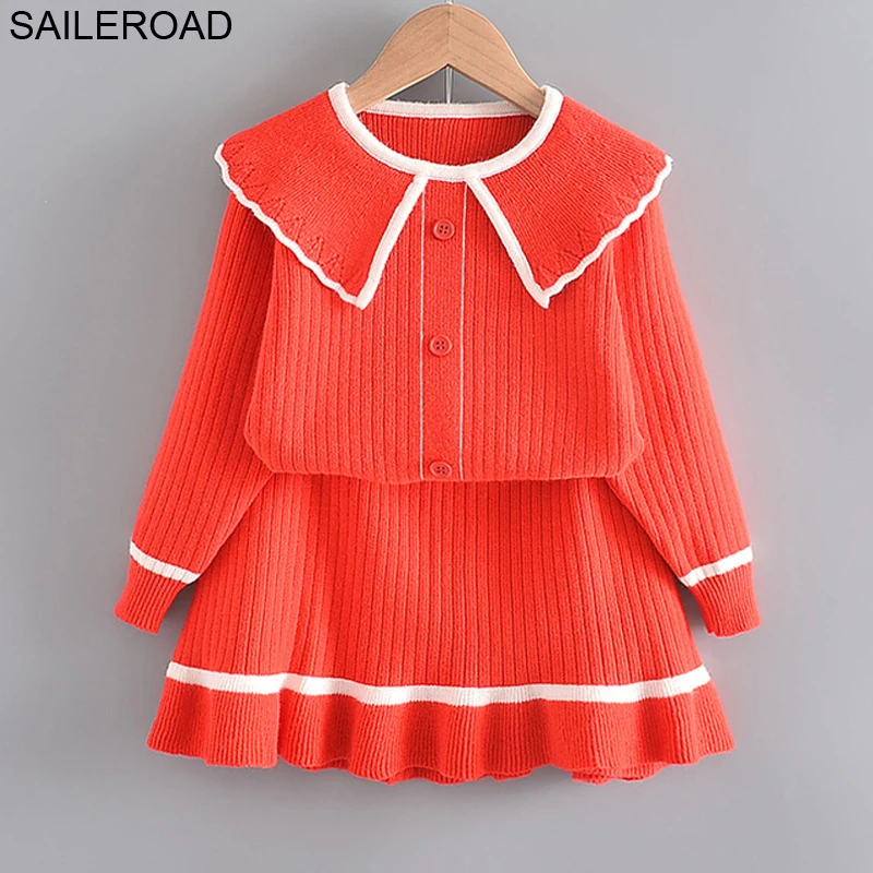 

Комплект детской одежды SAILEROAD, свитер, юбка, костюмы, повседневные костюмы для девочек, эксклюзивная одежда, Осенние теплые комплекты детско...