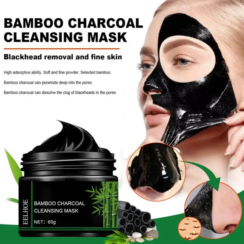 

Bamboo Charcoal Tear Pull Black Mask Cleansing Blackhead Remove Acne Oil-Control Shrink Pores Mask Face Care
