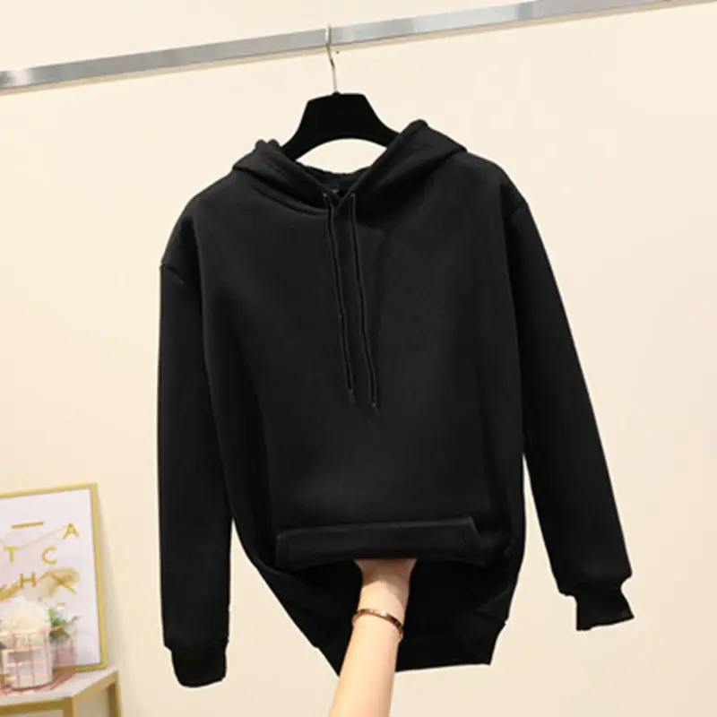 

Hoodies Women Hooded Patchwork Loose All-match Pullover Simple Chic Trendy Leisure Drawstrings Korean Style Front Pocket New