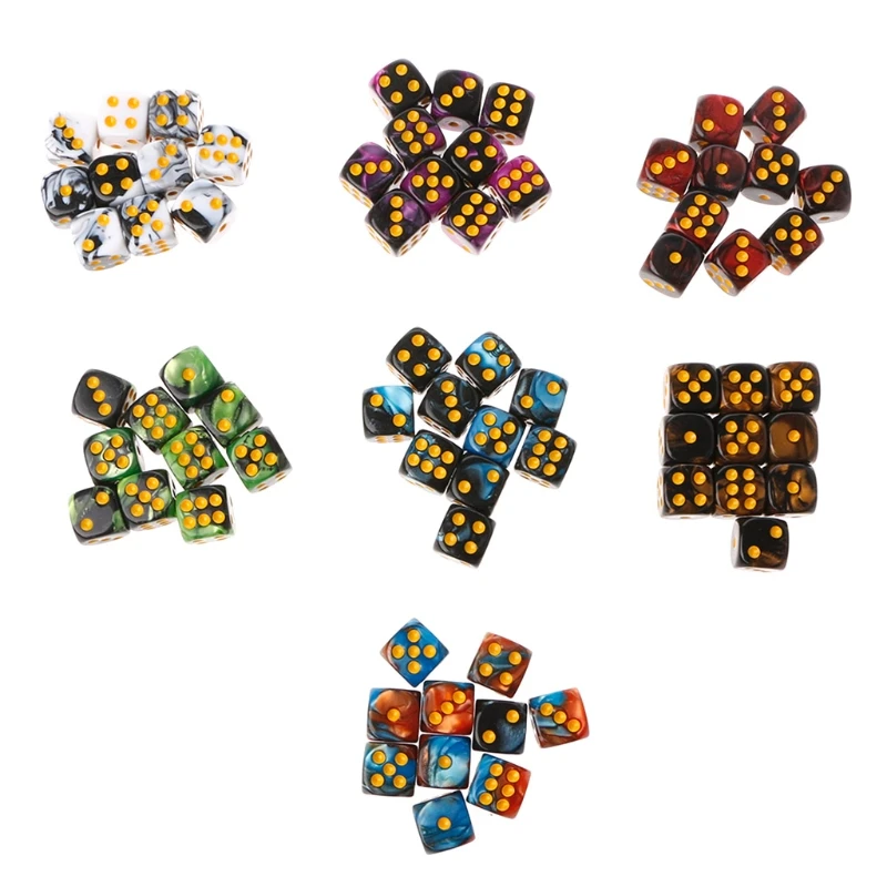 

Y1UC 10pcs Six Sided 12mm Transparent Cube Round Corner Portable Table Playing Games