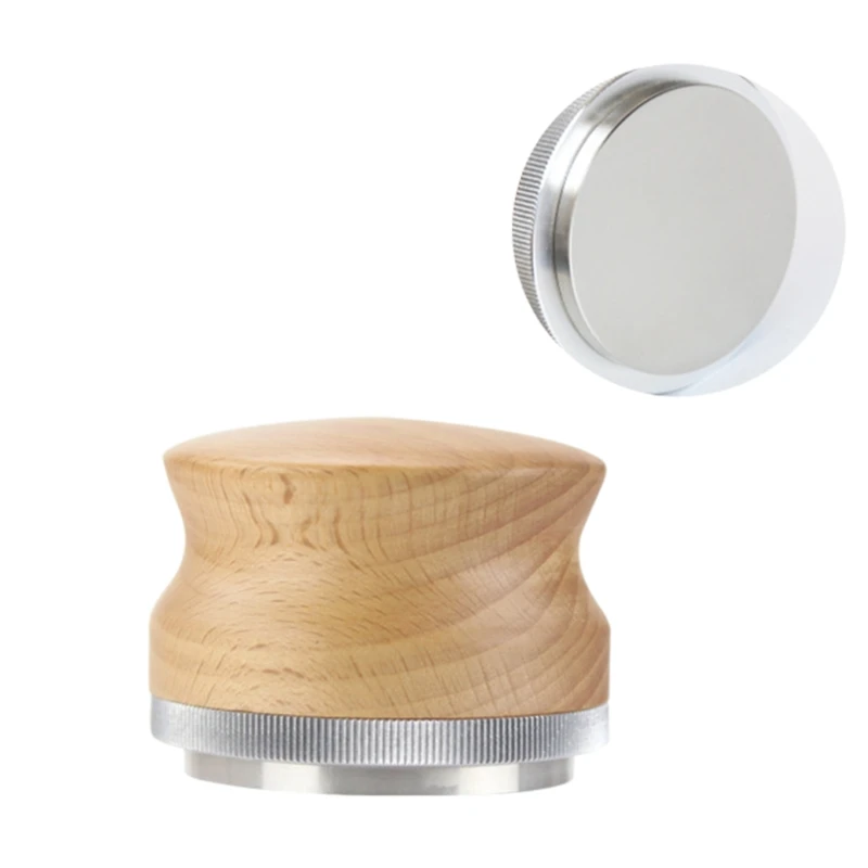 

Stainless Steel Coffee Tamper 53mm Beech Wood Coffee Powder Hammer Distributor H3CC