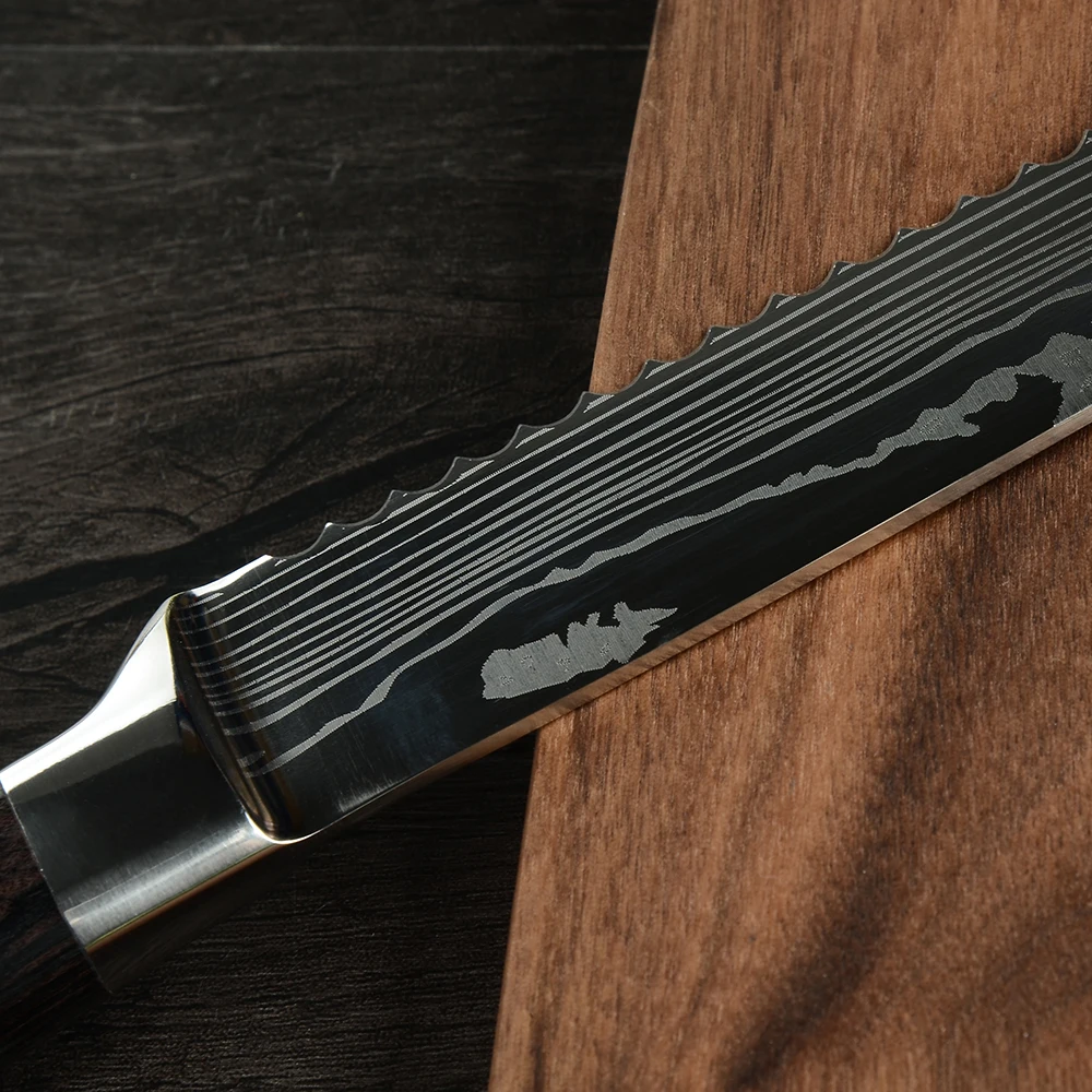 XYj японские кухонные ножи из нержавеющей стали набор инструментов лазерный