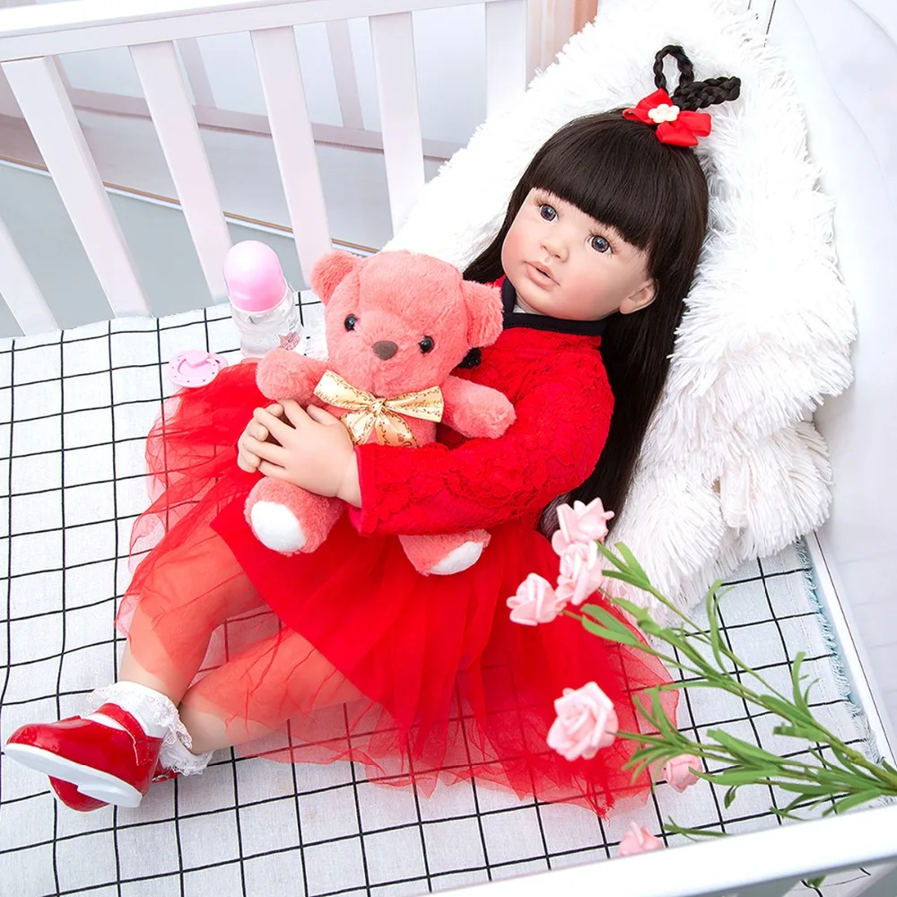 

24" Silicone bebe Reborn Toddler Doll Toys 60cm Princess Girl Like Alive Girls baby Brinquedos Limited Collection Birthday Gift