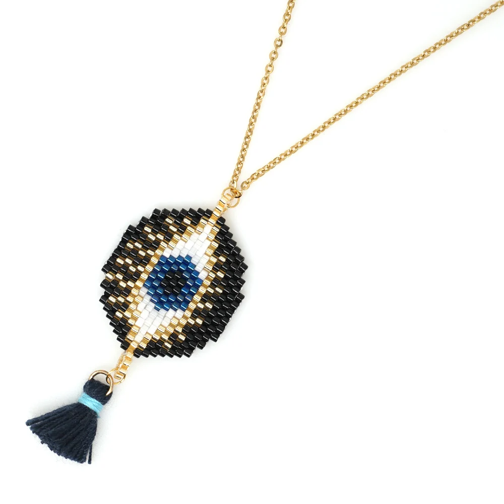 

Go2boho Turkish Evil Eye Necklace For Women Jewelry Trendy Pendant Collier 2021 Miyuki Beaded Jewellery Boho Tassel Necklaces