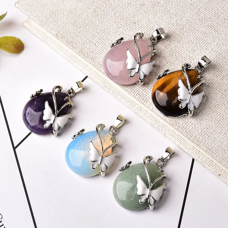 Природный Кристалл Бабочка минеральные ювелирные изделия Аметист Роза кварц