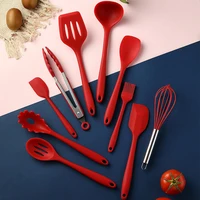 silicone kitchenware set with wooden handle 11 piece kitchen gadget set non stick cookware kitchen accessories hot sale