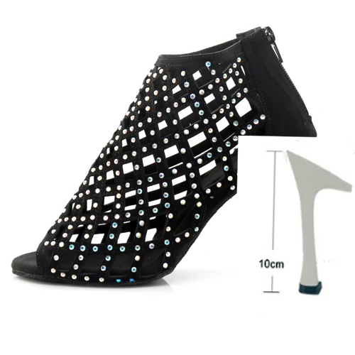 heel10 CM WUXIJIAO женская обувь для танцев из черной замши, сверкающие стразы обувь для латинских танцев Обувь для бальных танцев 10 см обувь для танго - Цвет: heel10 CM