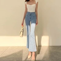 vintage high waisted jeans micro flare pants 2021 spring summer womens slim trumpet pants casual flared trousers for women