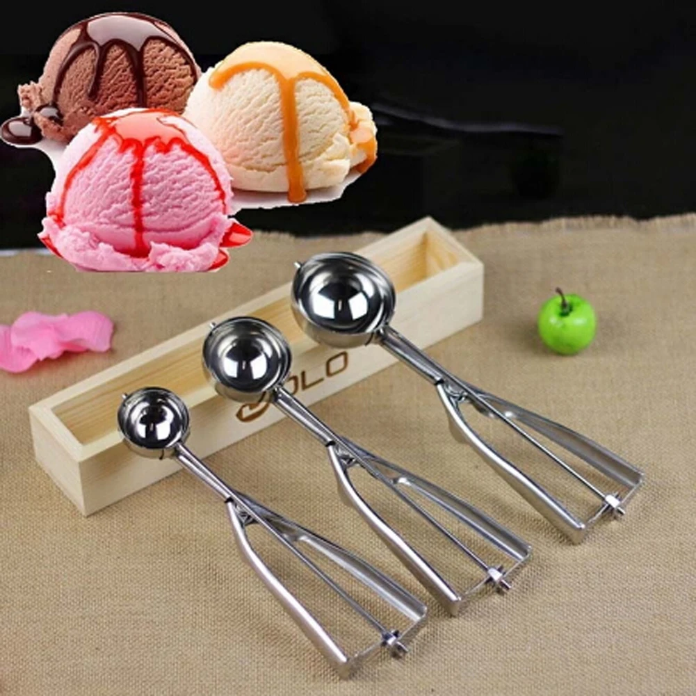 

4/5/6CM Fruit Spoon Ice Cream Watermelon Spoon Dig Ball Fruit Spoon Ice Cream Spoon Stainless Steel Spring Handle Cookie Scoop