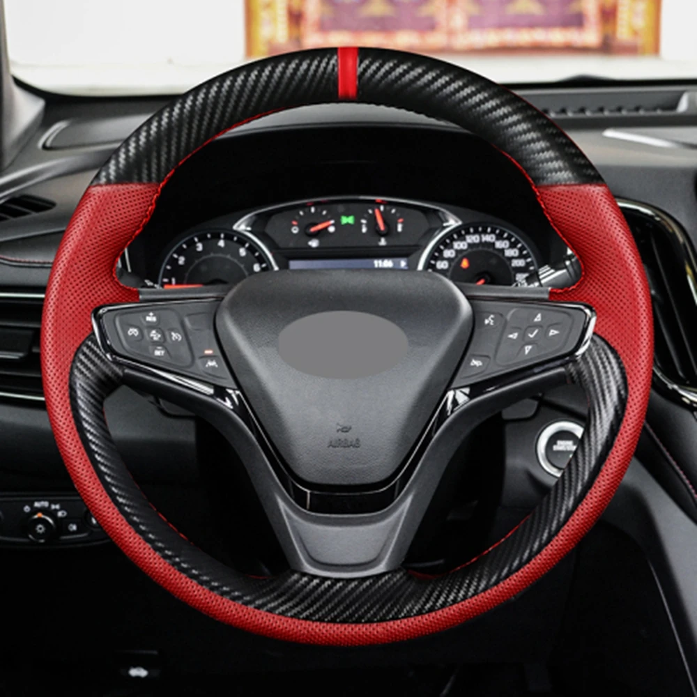 Car Steering Wheel Cover Hand-Stitched Anti-slip Black Genuine Leather For Chevrolet MALIBU XL Equinox Monza Trax Cavalier