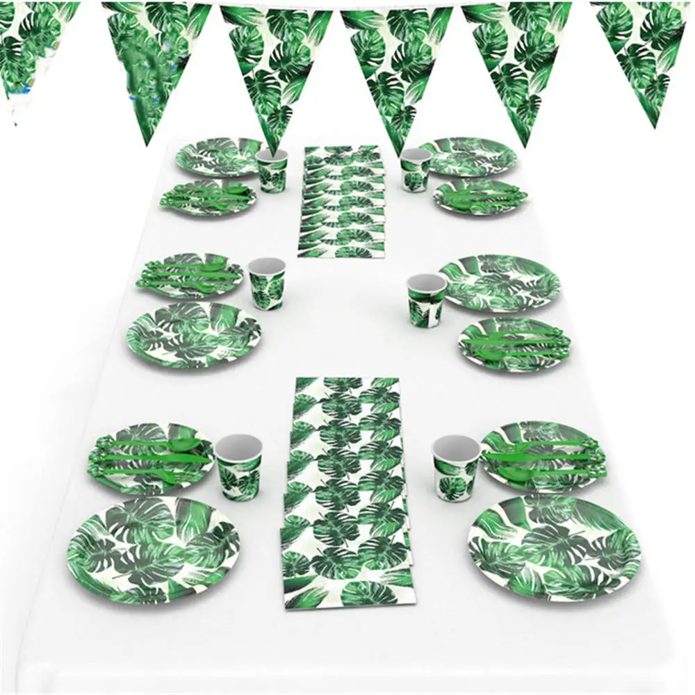 Посуда для вечеринки в виде черепах и листьев Детская Праздничная посуда дня