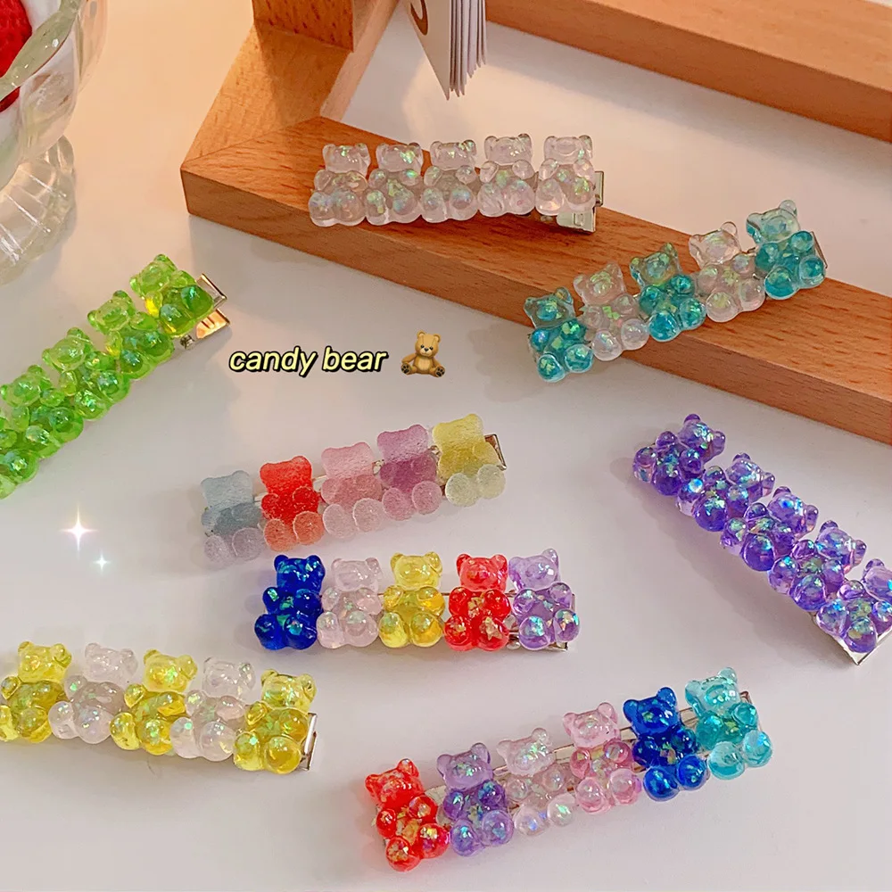 

Fashion Candy Bears Hair Clips Barrettes Colored Bear Hairpin Women Girls Kids Hairgrips Pins Hair Band Acccessories