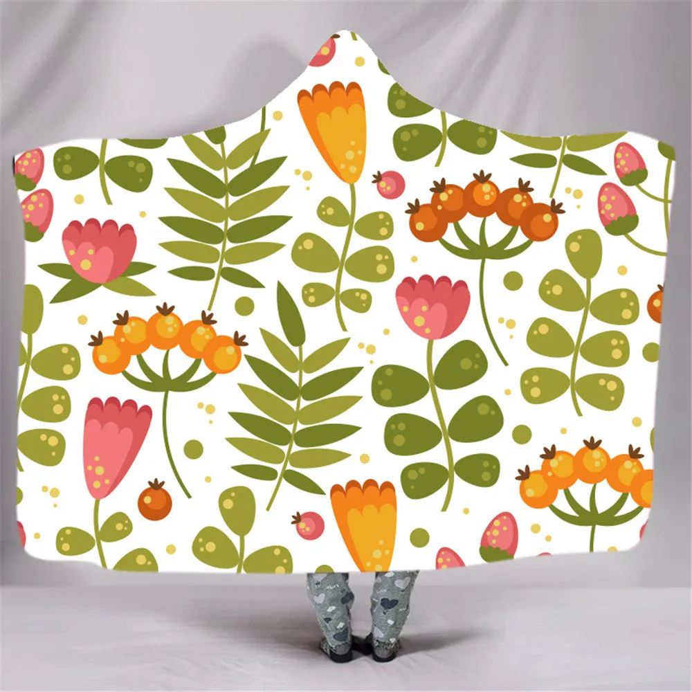 Мягкое одеяло с цветочным принтом розы теплое шерстяное бархатное капюшоном