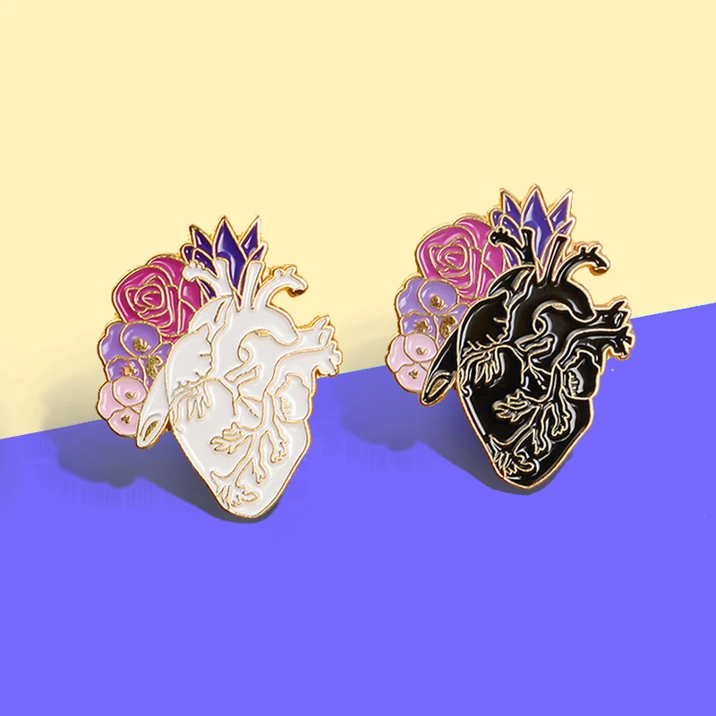 Коллекция орган сердце эмалированная булавка цветок человека боди-арт черное