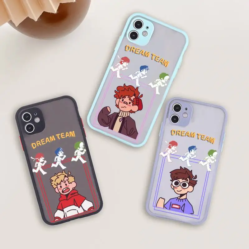 

dream smp japanese anime Phone Case For iPhone 12 11 Mini Pro XR XS Max 7 8 Plus X Matte transparent blue Back Cover