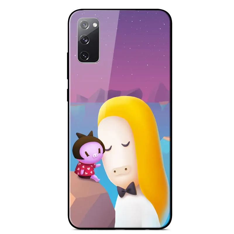 

For Samsung S20 FE Case Fashion Cartoons Painted Mirror Tempered glassshockproof Back Cover For Samsung S20 FE Phone Cover 6.5