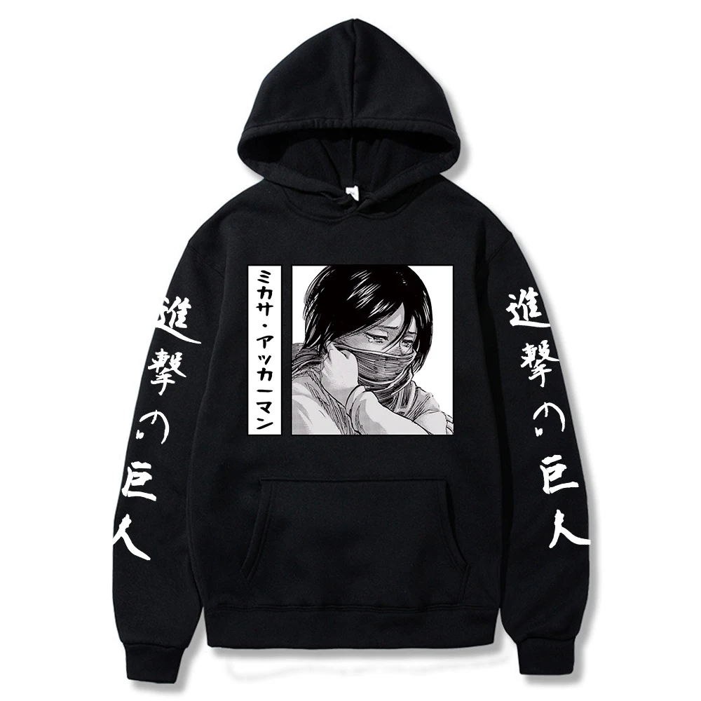 

Attack on Titan Hoodie Anime Mikasa Ackerman Printed Long Sleeve Casual Hoodie Tops anime hoodie streetwear