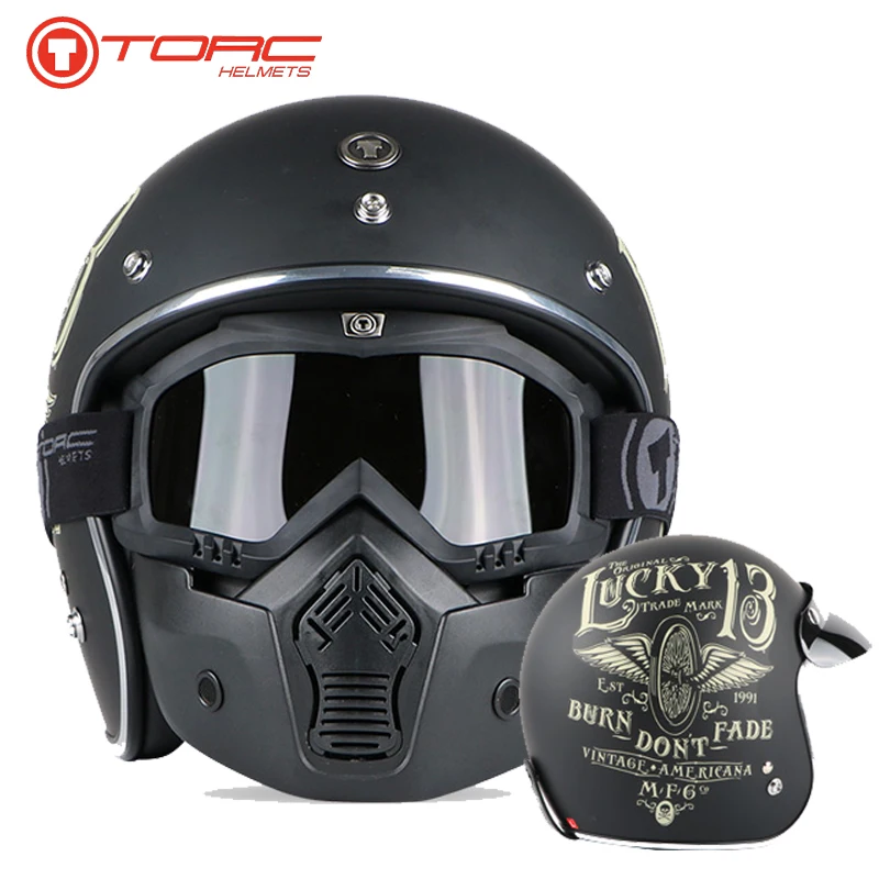 Мотоциклетный шлем Torc t50 винтажный с открытым лицом в стиле ретро 3/4 | Автомобили и