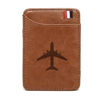 classic aircraft theme wallet high quality leather magic wallets fashion men women money clips card purse cash holder