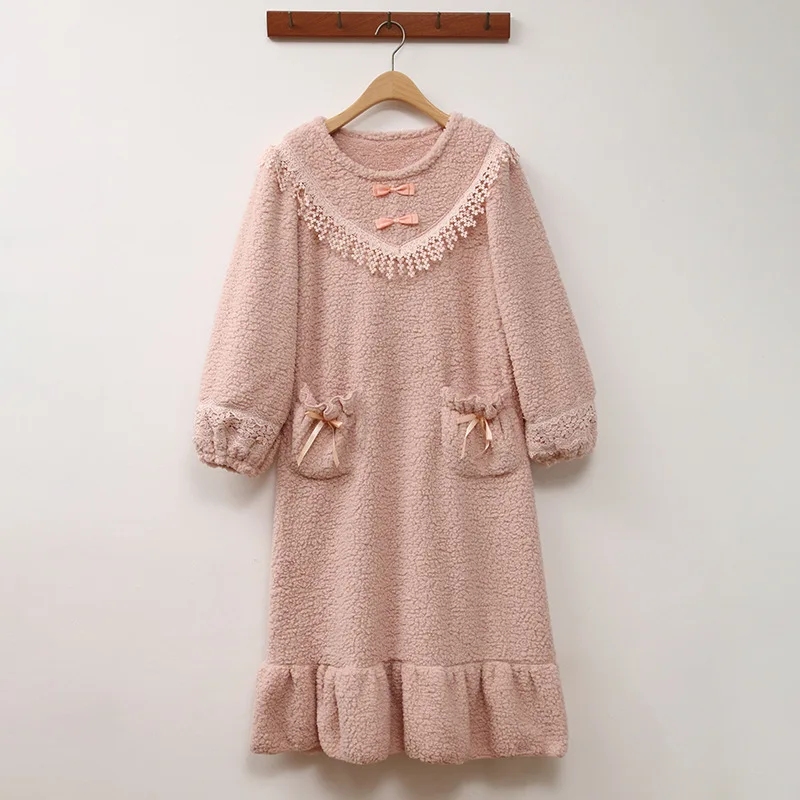 

Плотная ночная рубашка из кораллового флиса, ночная рубашка, женский зимний фланелевый Халат, одежда для сна, свободная ночная рубашка с кру...