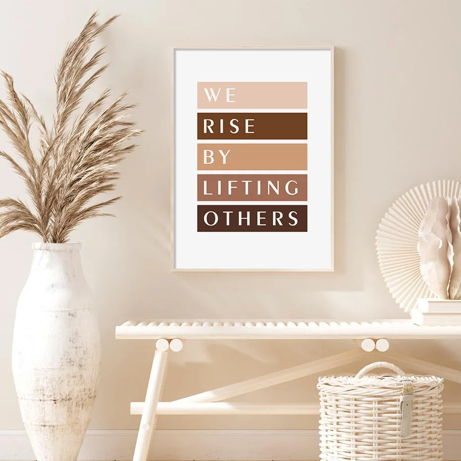 

Boho We Rise by Lifting Others Inspiring Quote Poster Nursery Canvas Painting Wall Art Print Picture Living Room Home Decor