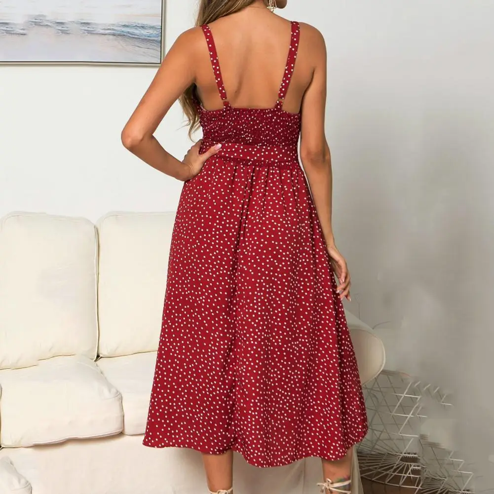 

Ladies Dress Polka Dots Print Women Sexy Backless Sleeveless Dress Summer A-Line Dress for Women Beach Dress vestido de mujer