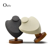 oirlv small wooden necklace display bust 18cm necklace exhibition stand with microfiber jewelry display model customized