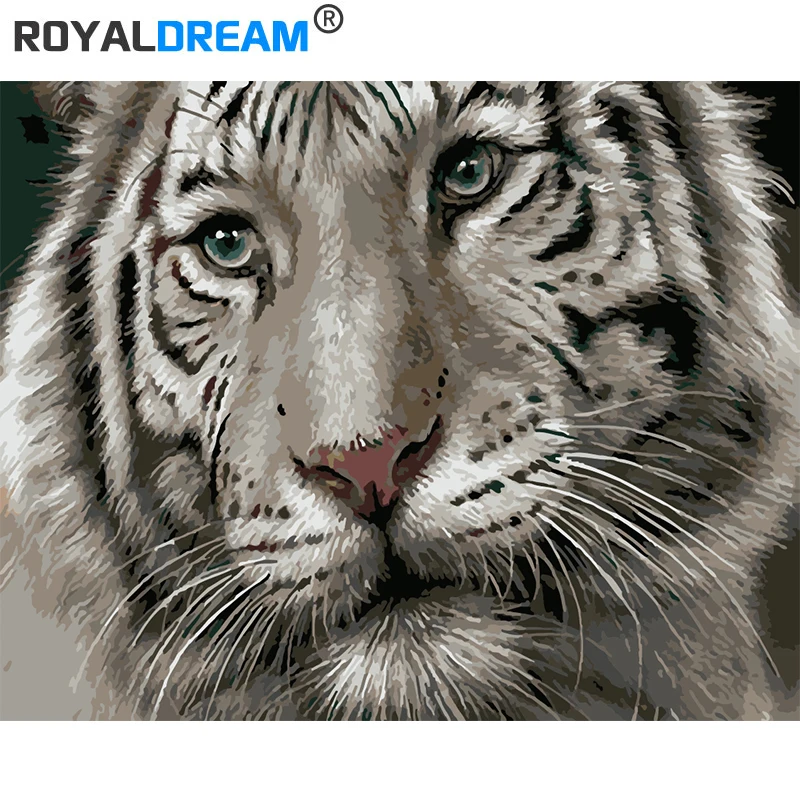 Картина по номерам на холсте Белый Тигр | Дом и сад