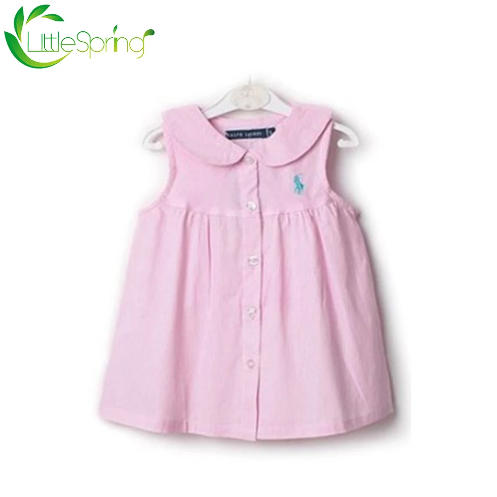 LittleSpring/платья для маленьких девочек Однотонное однобортное платье-майка без