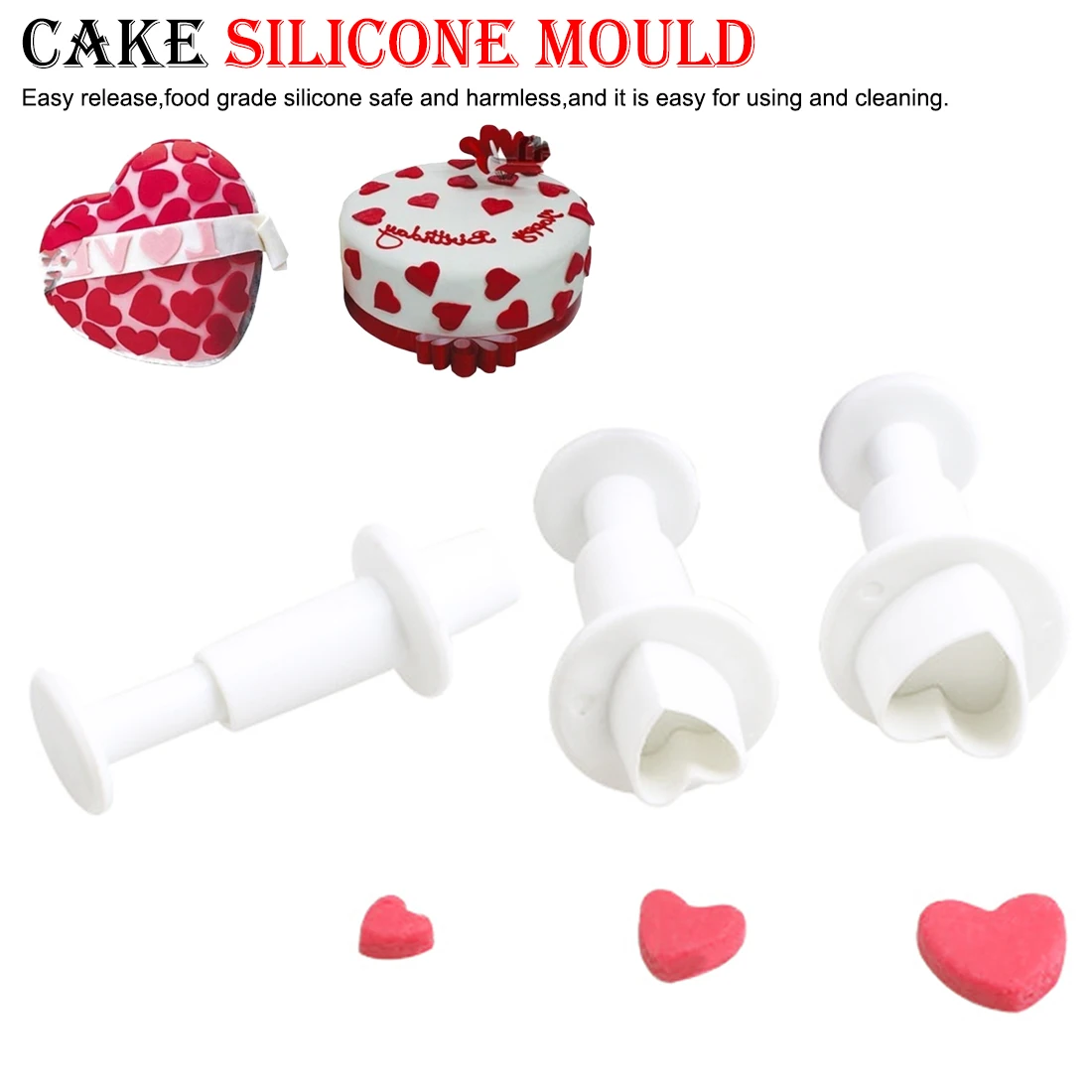Пластиковая прессформа для торта в форме сердца Весенняя форма тиснения помадка
