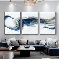 abstract art canvas painting blue golden contemporary nordic poster print minimalist decorative picture modern luxury home decor