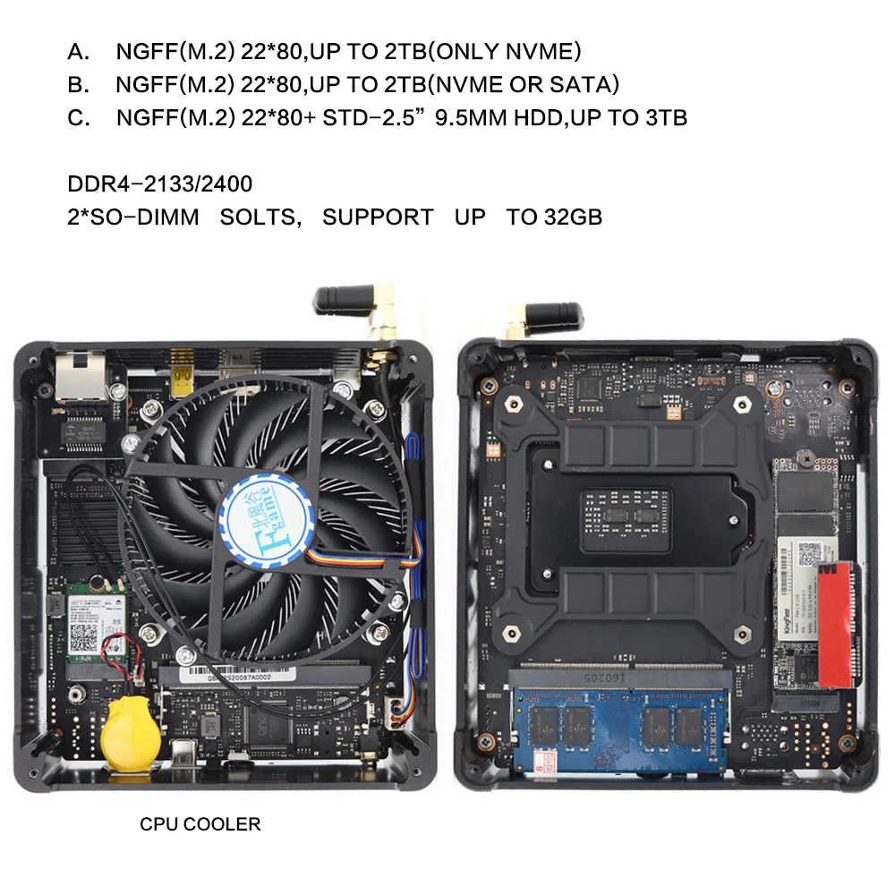Игровой 8750H Мини ПК Windows 10 Pro Intel i7 i5 8300H 6 ядер 2 * DDR4/DDR3L M.2 NVMe настольный мини