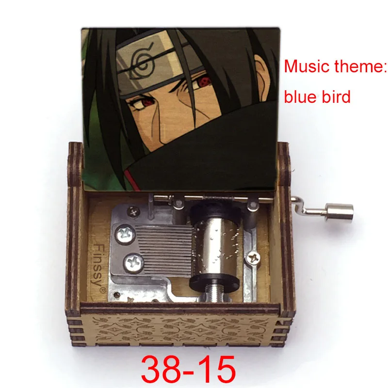 Музыкальная шкатулка с изображением синей птицы деревянной ручкой Итачи Namikaze
