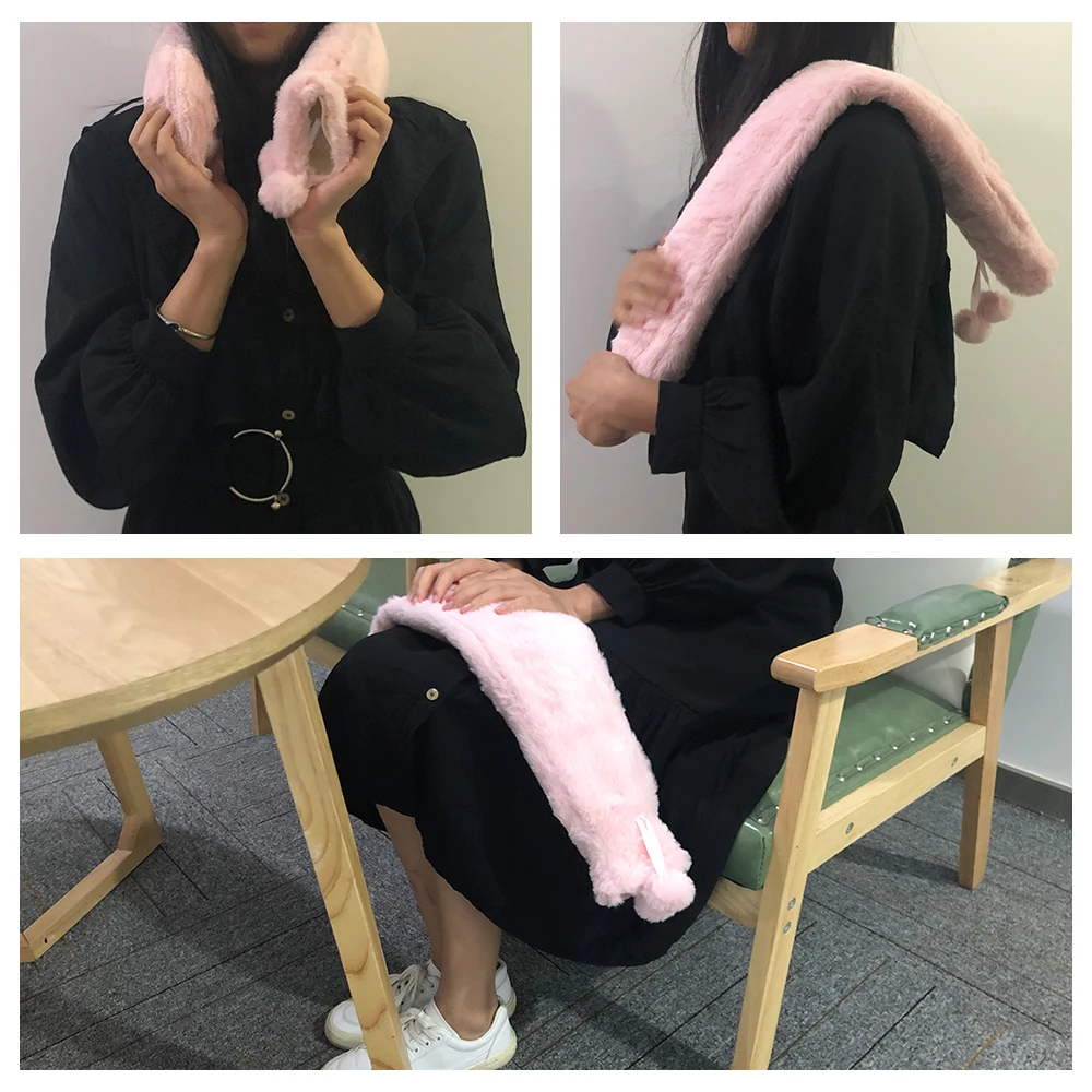 Очень длинная бутылка для горячей воды 2 л сумка резиновая розовая серая съемная