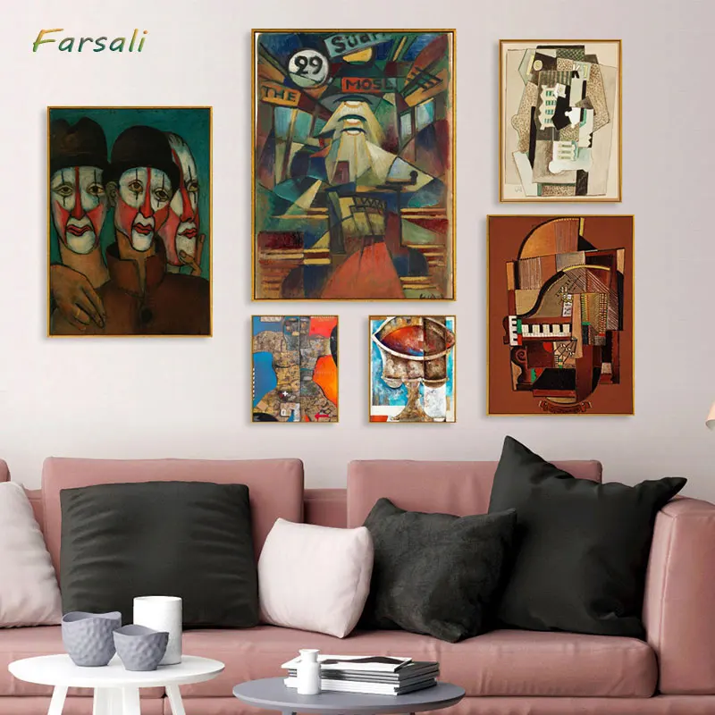 Абстрактная Картина на холсте Ретро Классическая настенная для гостиной спальни